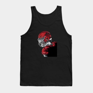 Red US American football player with helmet Tank Top